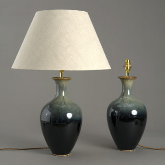 Pair of Green Flambe Lamps