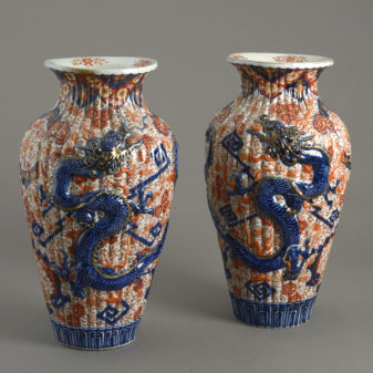 Pair Imari Dragon Vases