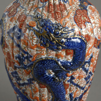 Pair imari dragon vases