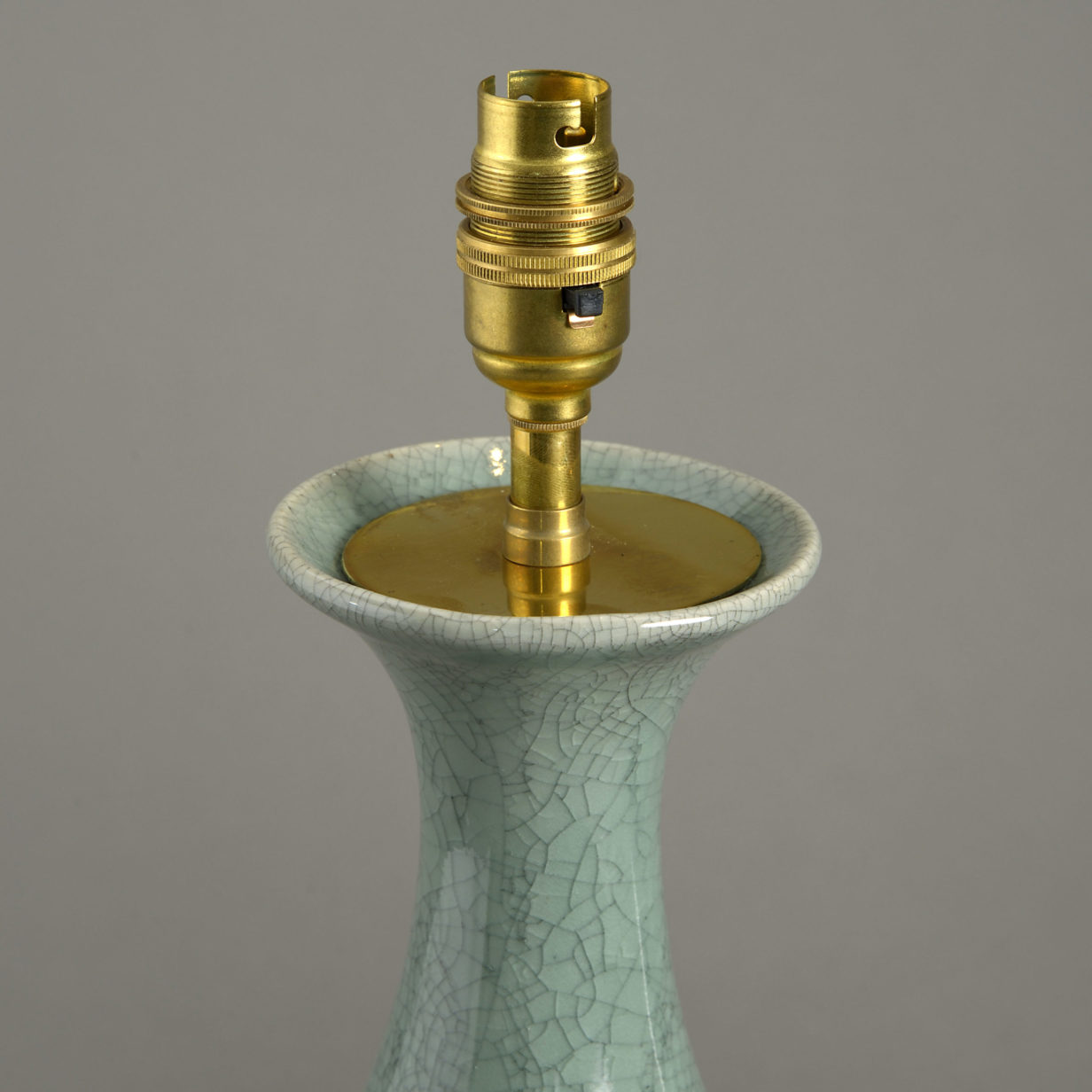 A pair of celadon crackle glazed porcelain vase lamps