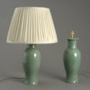 Pair of celadon crackle glaze lamps