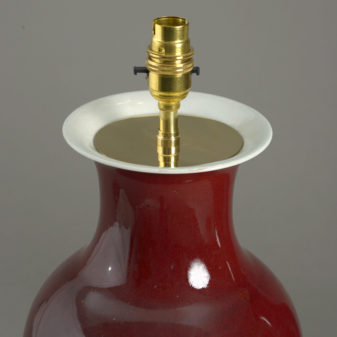 Sang de boeuf red porcelain vase lamp