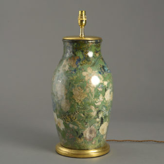 A 19th century decalcomania vase lamp
