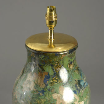 A 19th century decalcomania vase lamp
