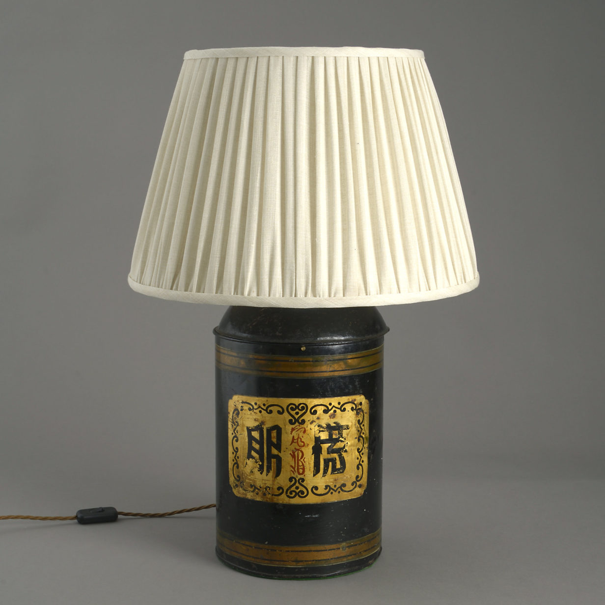Tole tea canister lamp