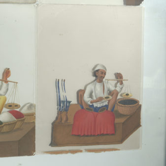 A 19th century collage of four mica pictures on mirror glass