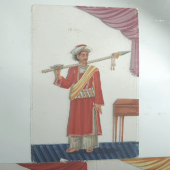 A late 19th century mirrored collage of mica pictures