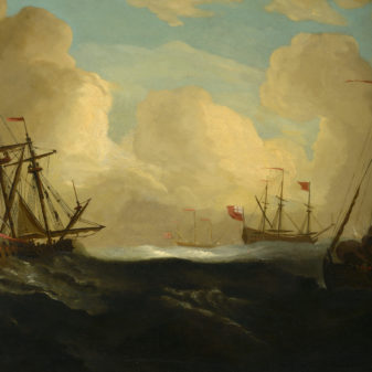 After willem van de velde, a marine oil painting