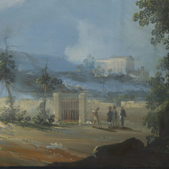 Neapolitan school, a 19th century view of vesuvius