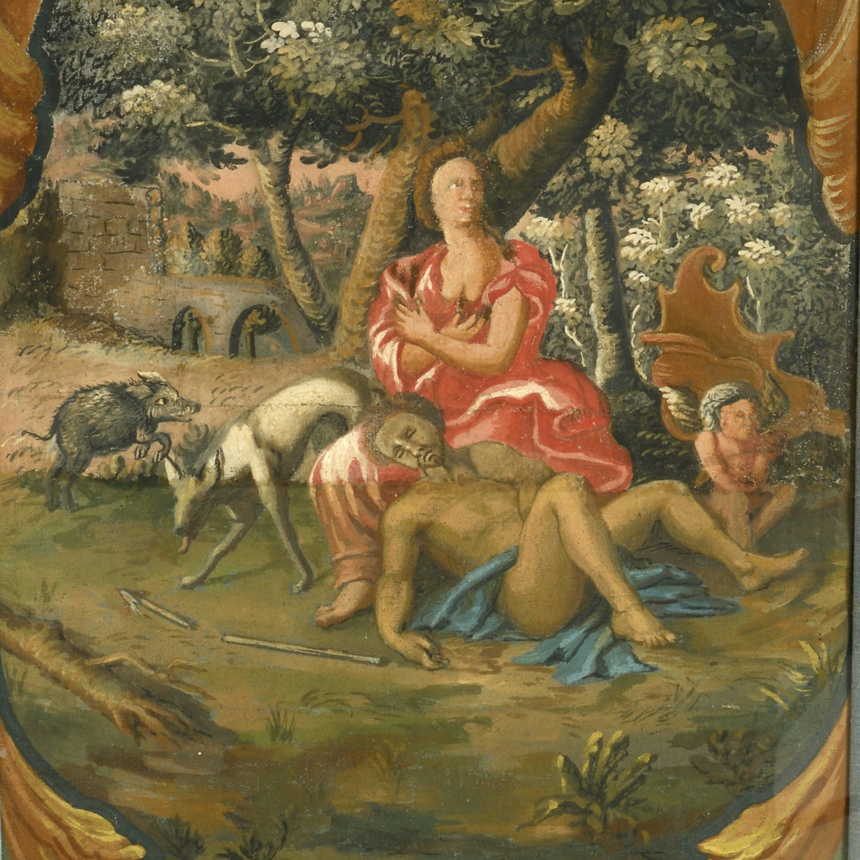 A pair of early 18th century baroque allegorical panels