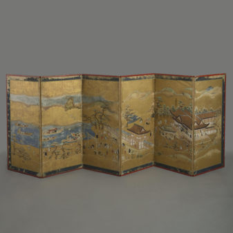 A 19th century gilded six-fold screen