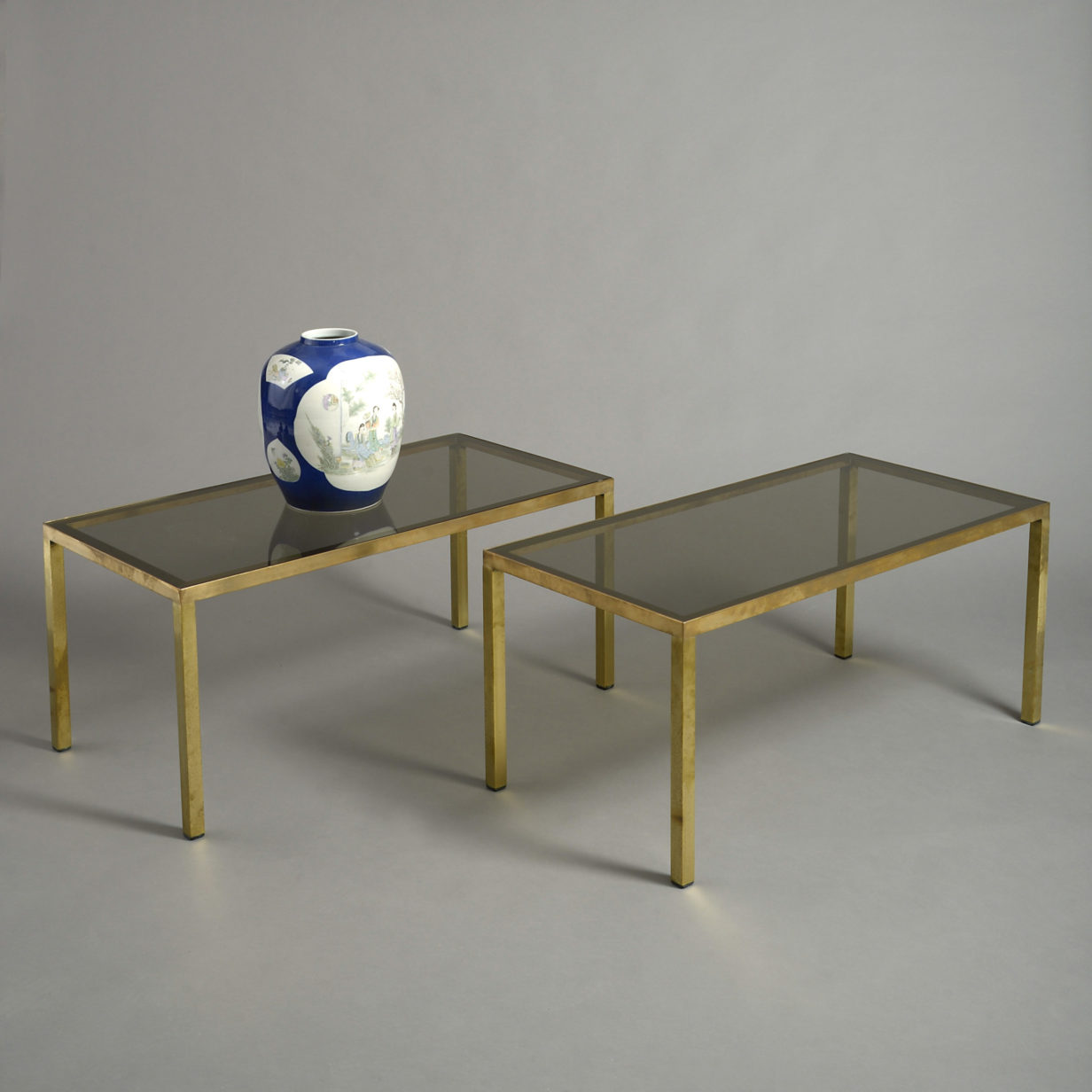 Pair of mid-century brass low tables