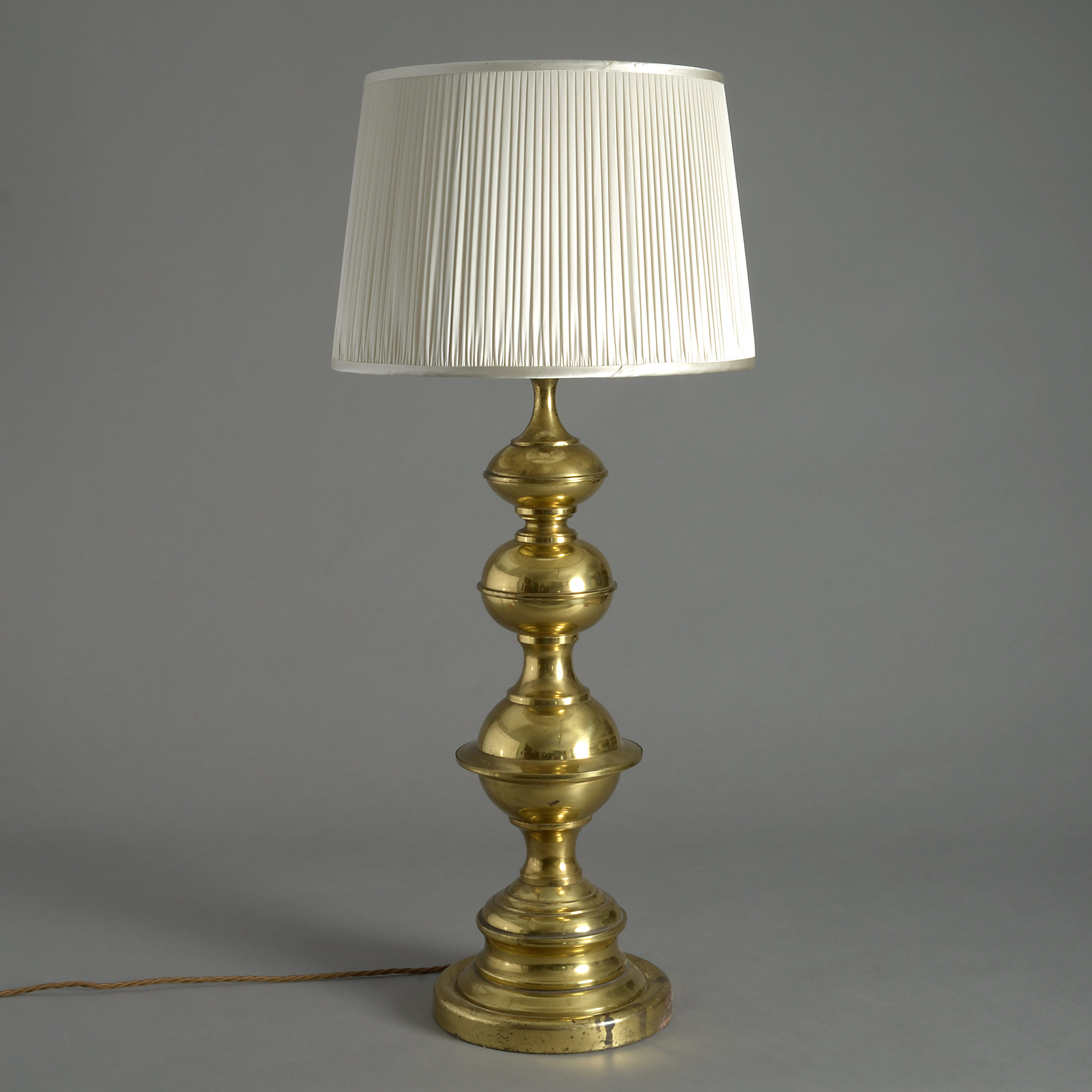 A Mid-20th Century Tall Brass Triple Gourd Lamp | Timothy Langston Fine Art  & Antiques