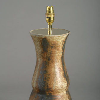 A mid-20th century studio pottery vase lamp