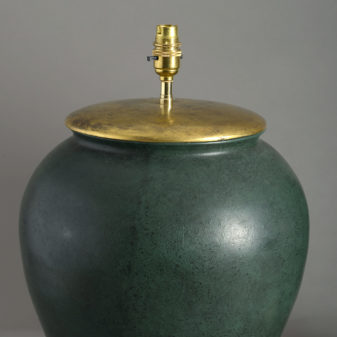 Green glazed ceramic jar lamp