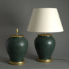 Pair of green jar lamps