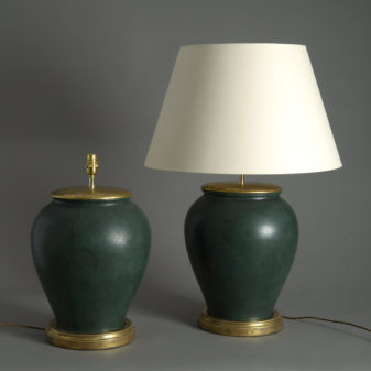 Pair of green jar lamps