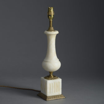 Mid-century white marble table lamp