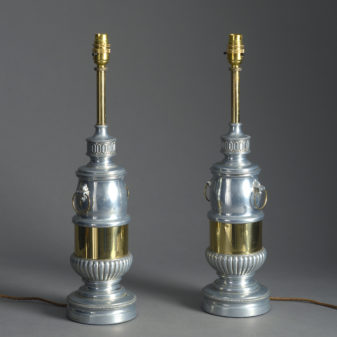 Pair of 19th century chrome and brass lamps