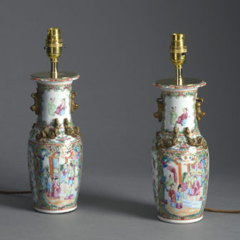 Pair of 19th century mandarin vase lamps