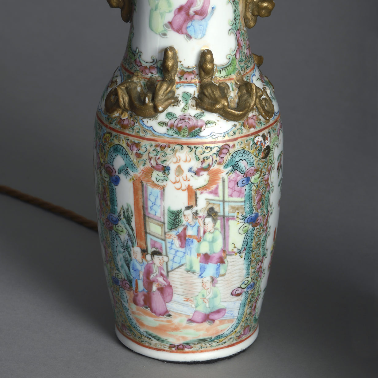 19th century mandarin vase lamp
