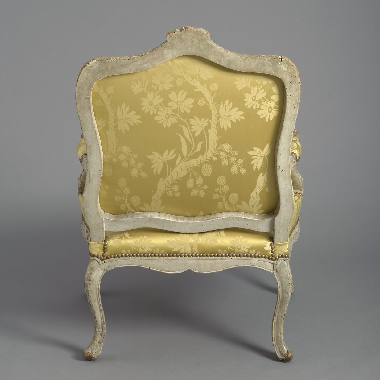 Large 18th Century Regence Period Painted Fauteuil or Open Armchair