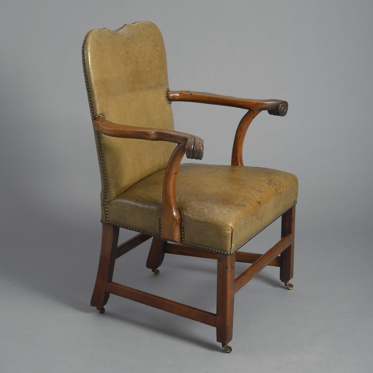 18th century george ii period leather upholstered armchair