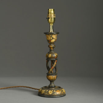 Early 20th century kashmiri lacquer lamp
