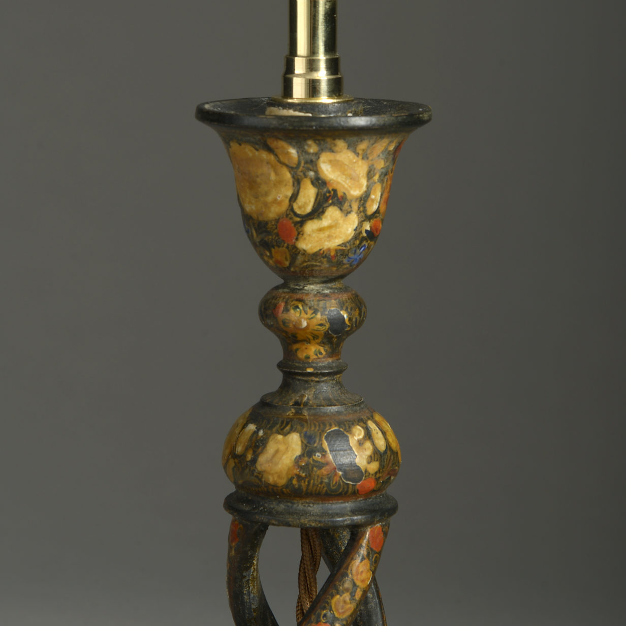 Early 20th century kashmiri lacquer lamp