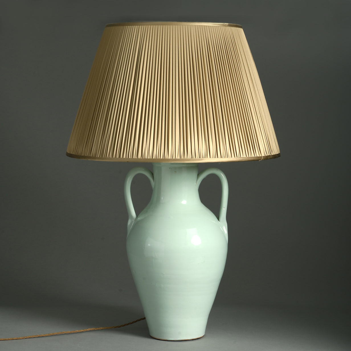 Green glazed vase lamp