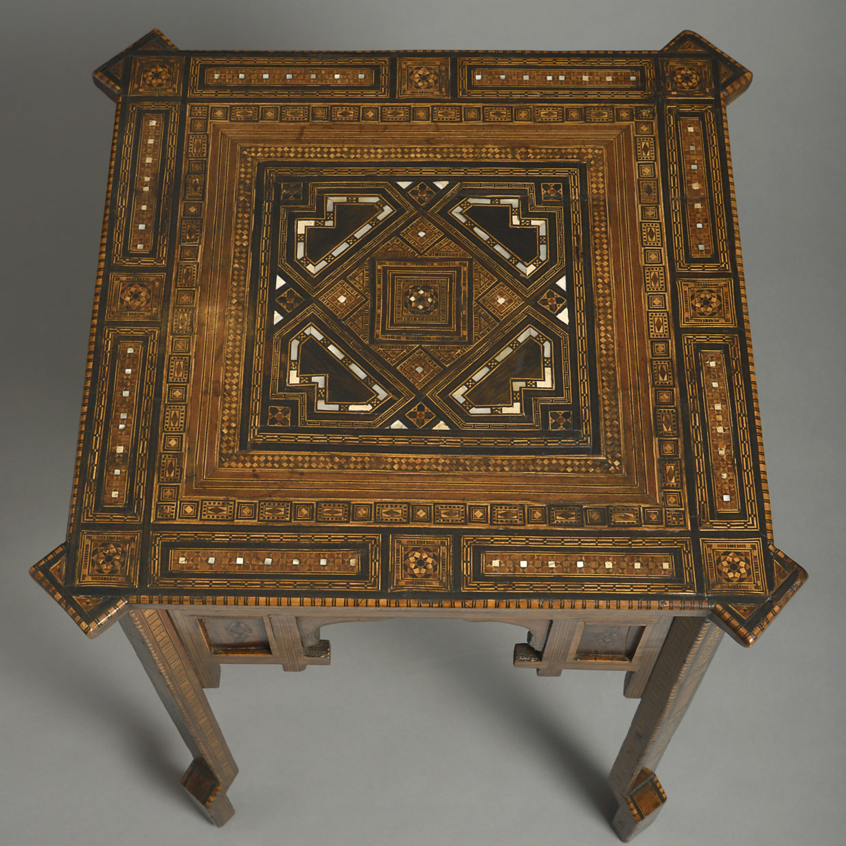 19th century mosaic inlaid occasional table
