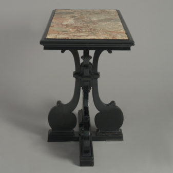 Early 18th century baroque ebonised & marble centre table