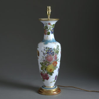 Mid-19th century opaline vase lamp