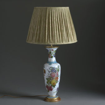 Tall opaline glass lamp