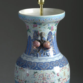 19th century famille rose porcelain vase lamp