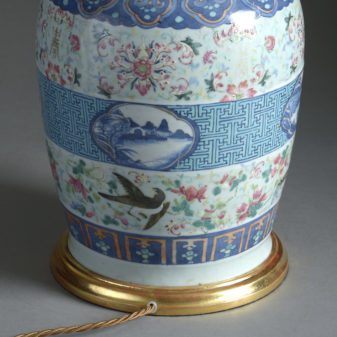 Famille rose vase lamp