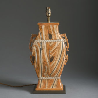 A faux bois chinese export pottery vase lamp