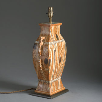 A faux bois chinese export pottery vase lamp