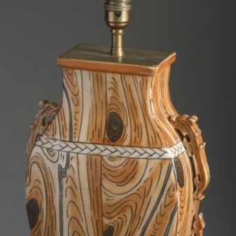 A faux bois chinese export pottery vase lamp