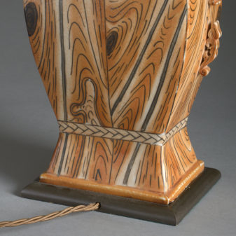 Faux bois pottery lamp