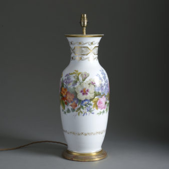 Large 19th century porcelain vase lamp