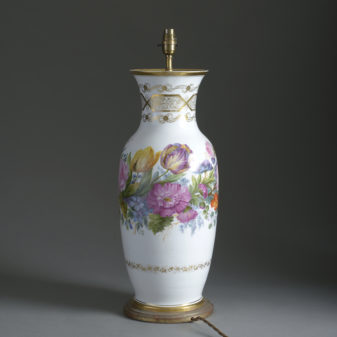 Large 19th century porcelain vase lamp