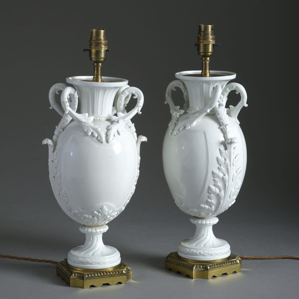 Large 19th century porcelain vase lamp