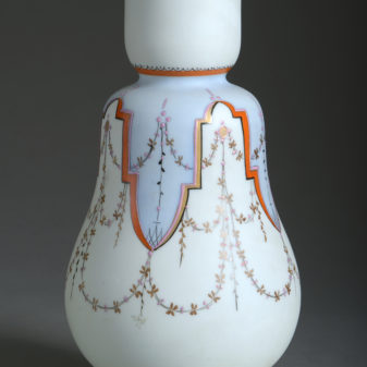 Pair of opaline glass vase lamps