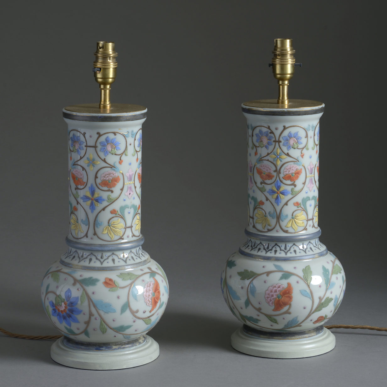 Pair of Late 19th Century Opaline Vase Lamps