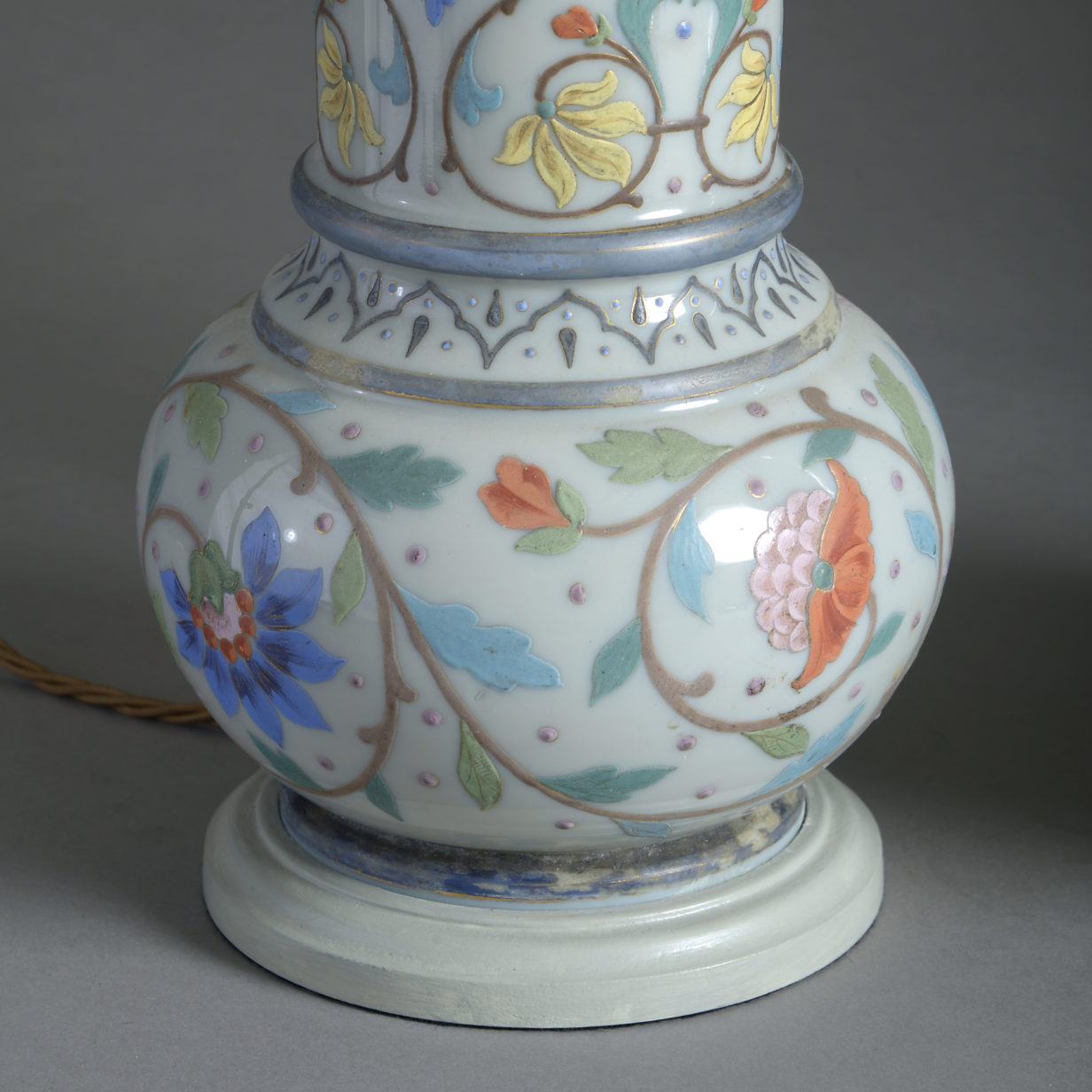 Pair of Late 19th Century Opaline Vase Lamps