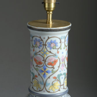 Pair of Bulbous Opaline Vase Lamps