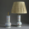 Pair of bulbous opaline vase lamps