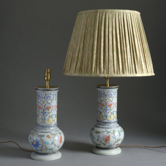 Pair of Bulbous Opaline Vase Lamps