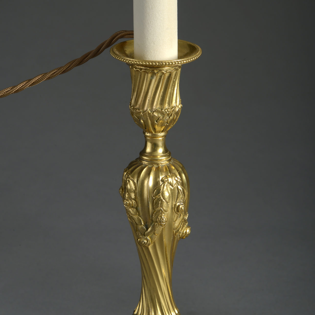 19th century louis xv style rococo ormolu candlestick lamp